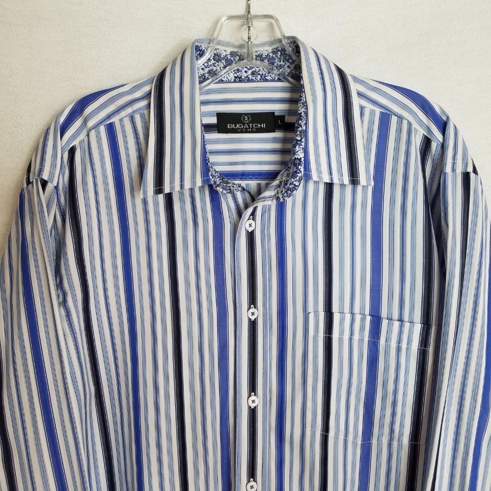 Bugatchi Uomo Striped Button Front Flip Cuff Shirt - image 3